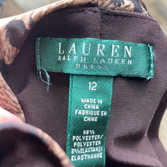 Ralph Lauren Leopard Dress Jersey material Side Ruching sleeveless - Picture 7 of 9